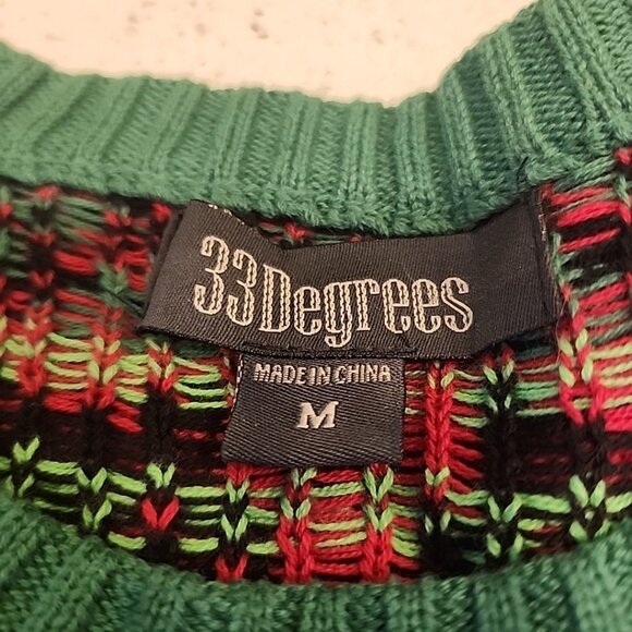 33 Degrees CAT Ugly Christmas Sweater Size Men's M Kitty Unisex Holiday Cotton - Picture 3 of 6